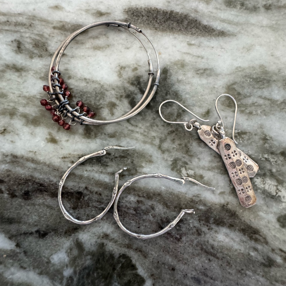 Sundance catalog set of 3 pairs silver earrings